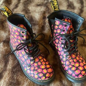 Dr. Martens Kids Boots with Pink and Yellow Leopard Print